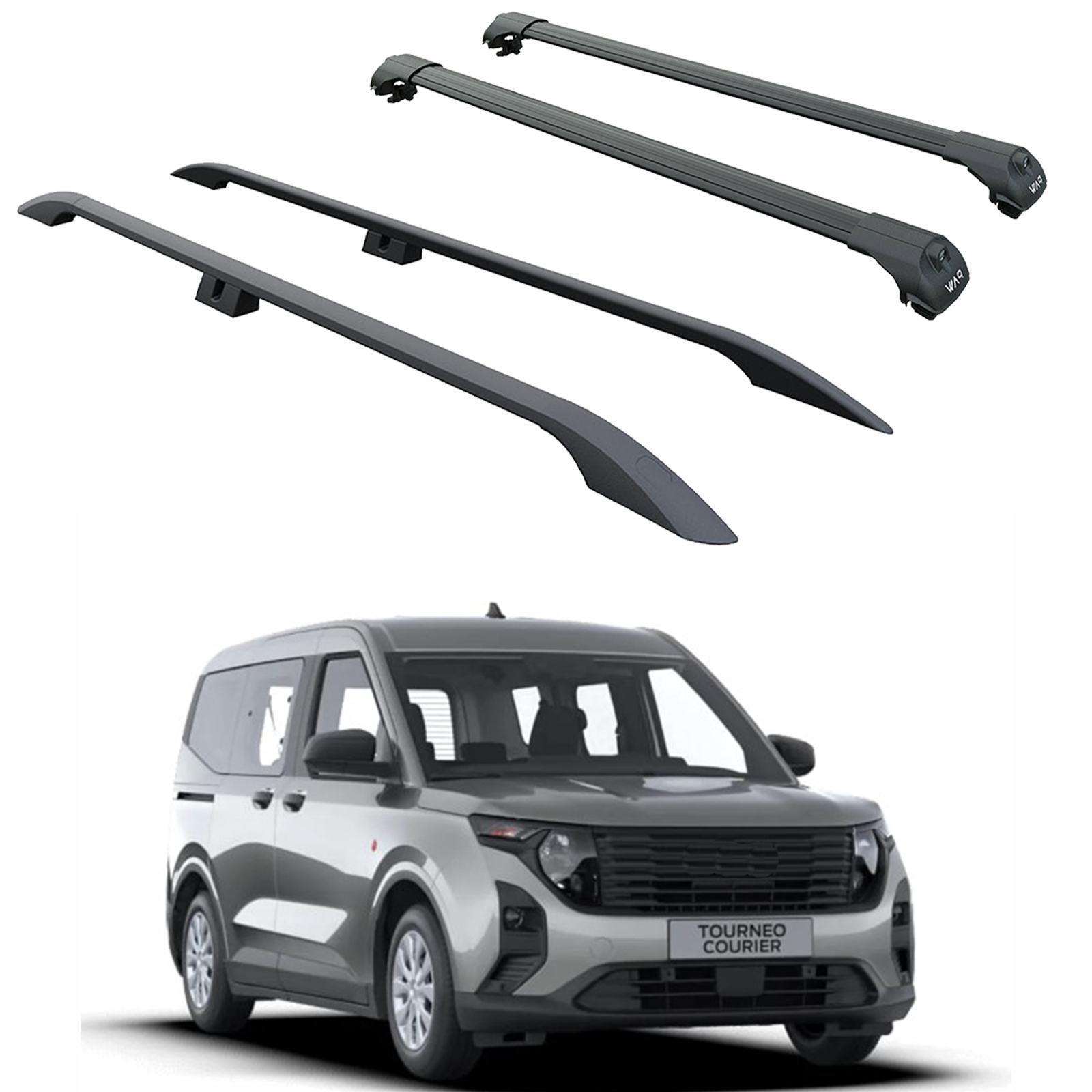 For Ford Courier 2023-2025 Roof Side Rails and Roof Racks Cross Bars Alu Black For Ford Courier 2023-2025 Roof Side Rails and Roof Racks Cross Bars Alu Black